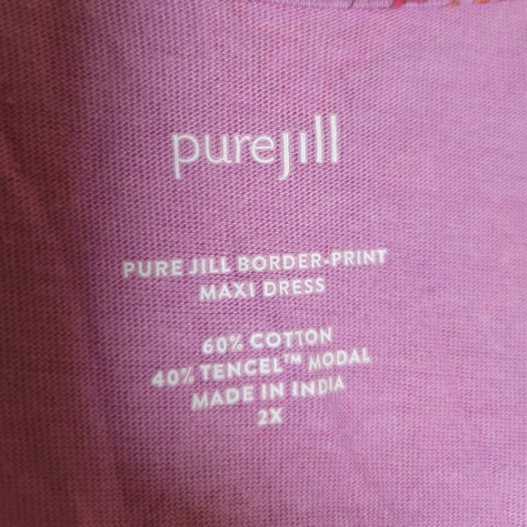 Pure Jill J. Jill Border Print Maxi Dress Pink Cotton Tencel Modal Paisley 2X - Picture 8 of 8